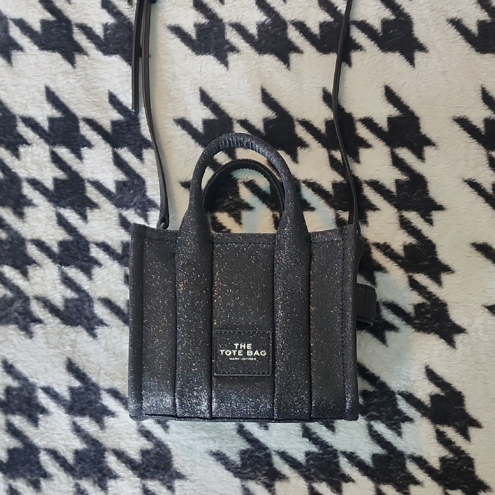 Marc Jacobs Mini Black Glitter Tote Bag